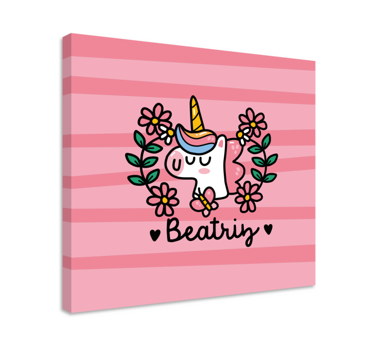 Quadro unicorno floreale carino - TenStickers