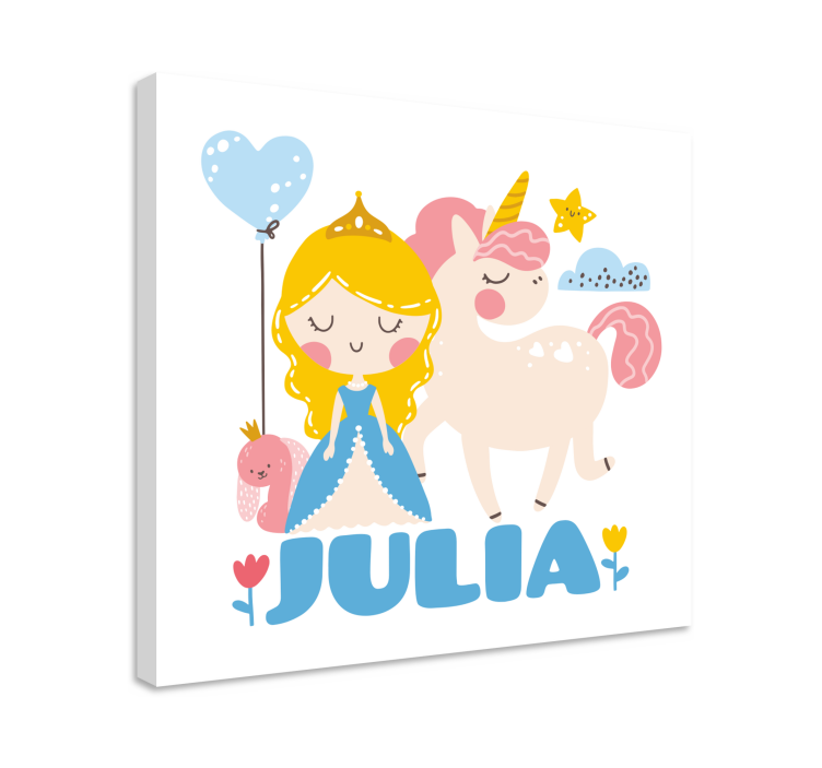 Quadro per bambini principessa con unicorno - TenStickers