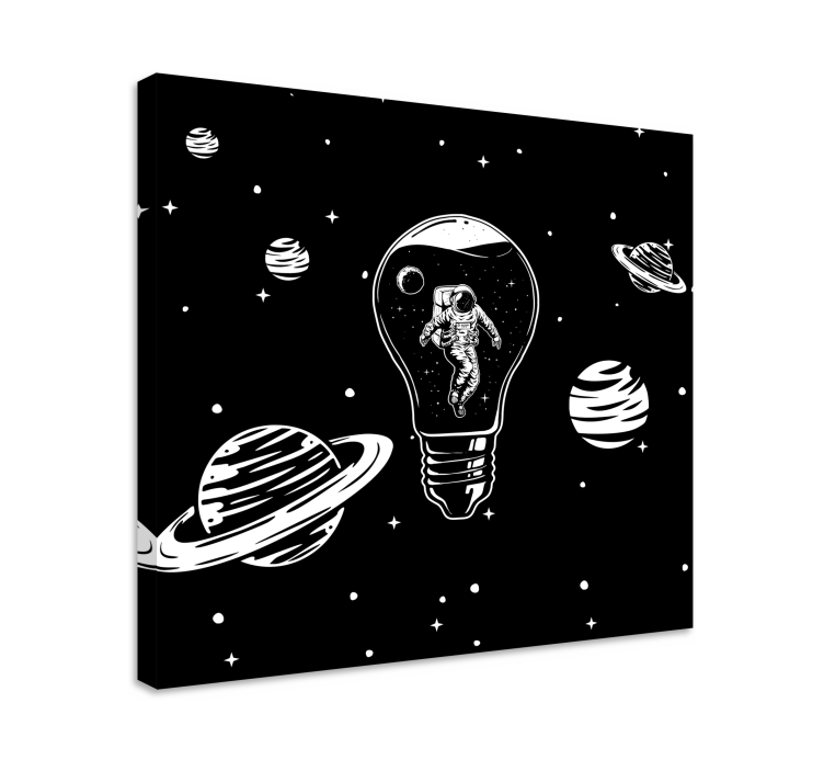 Dipinto frutta e natura morta astronauta nella lampadina - TenStickers