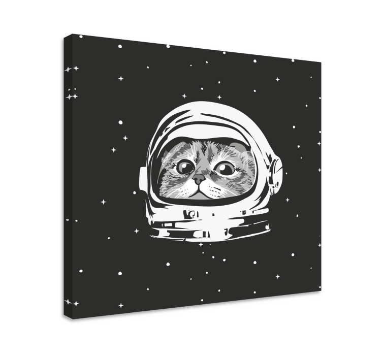 Quadro gatto astronauta bianco e nero - TenStickers