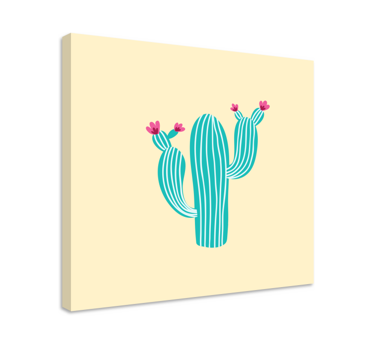 Dipinto fiori e piante cactus con fiori - TenStickers