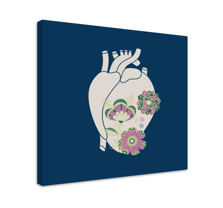 Quadro astratto design floreale a cuore - TenStickers