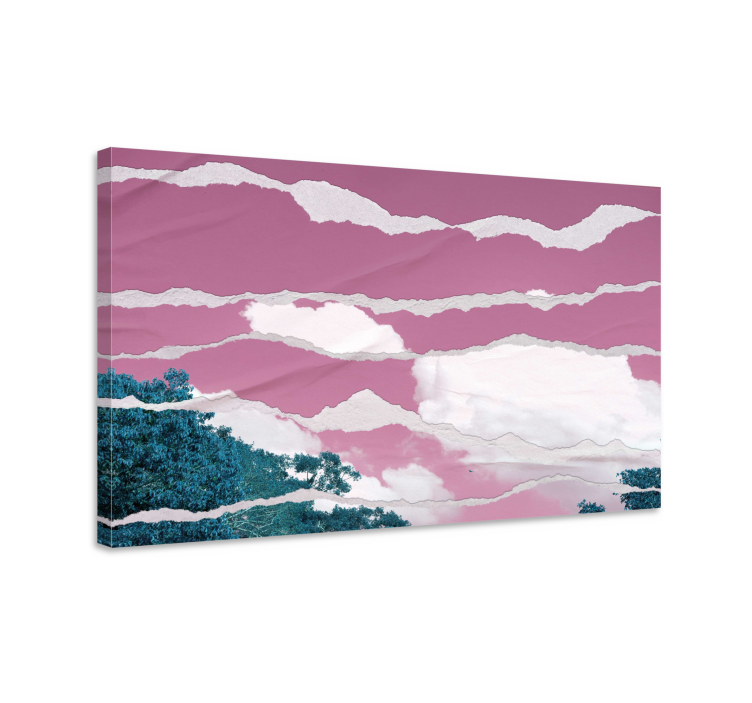 Quadro paesaggio colori sopra l'orizzonte rosa - TenStickers