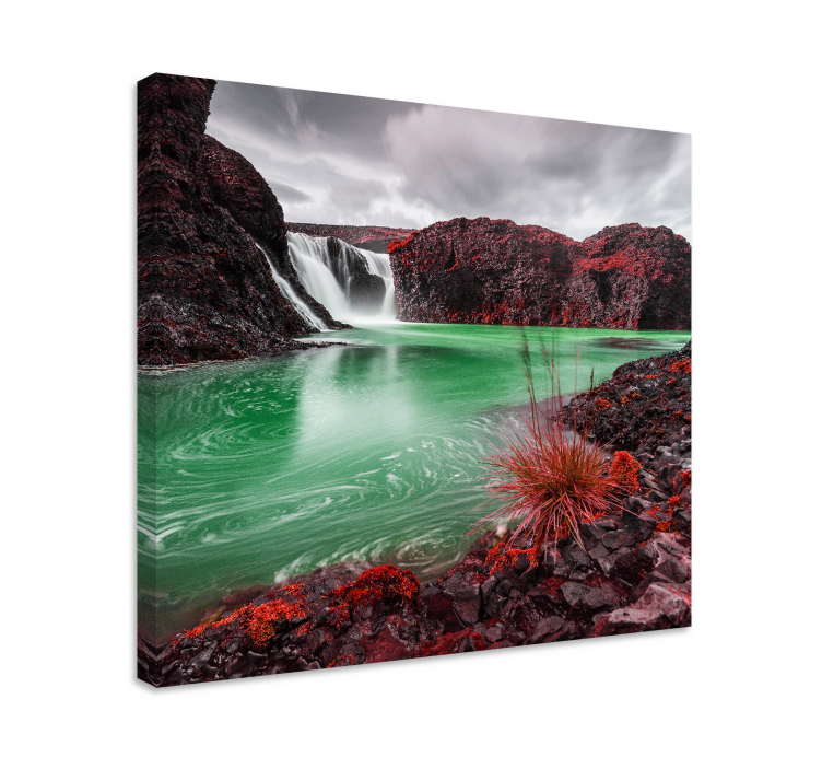 Quadro paesaggio cascata con piscina verde - TenStickers