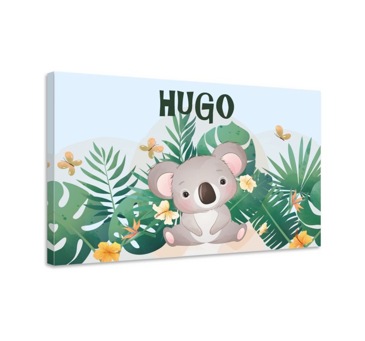 Quadro con koala cartoon e nome personalizzato - TenStickers