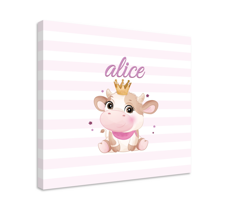 Quadro con animali e insetti principessa mucca carina - TenStickers