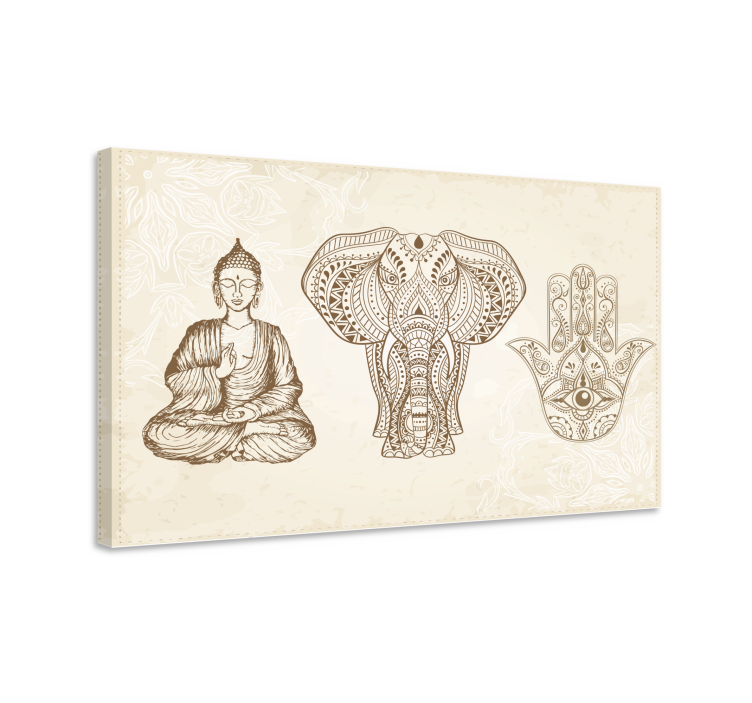 Quadro moderno Simbolo della mano di buddha hamsa - TenStickers