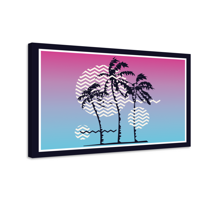 Quadro design vintage Palme al tramonto retrò - TenStickers
