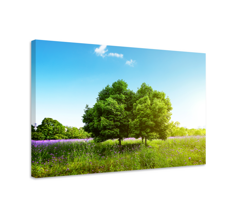 Quadro con alberi scena di verde sereno - TenStickers