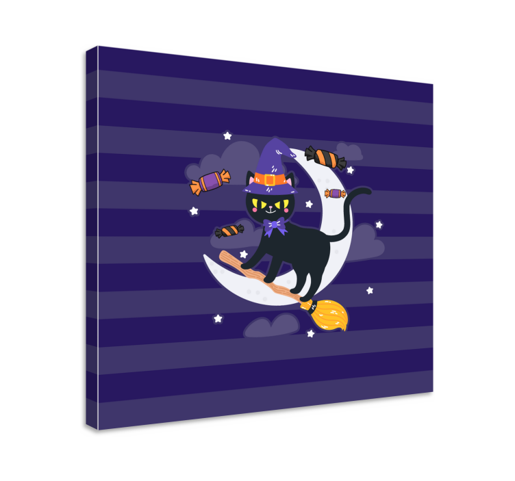 Quadro gatto strega del gatto nero - TenStickers