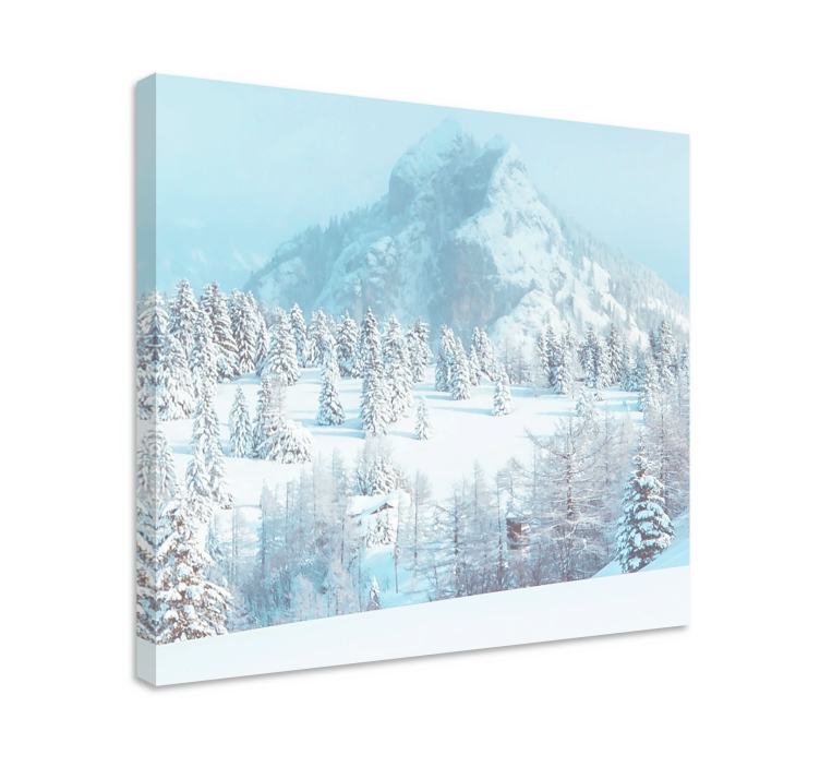Quadro paesaggio vista di montagna innevata - TenStickers