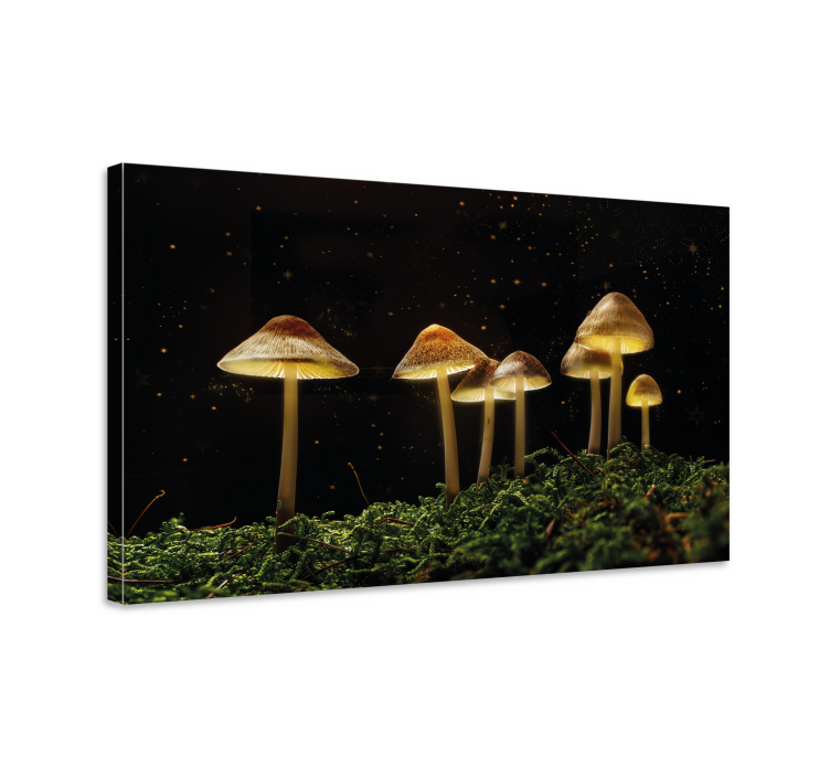 Dipinto fiori e piante scena funghi luminosi - TenStickers