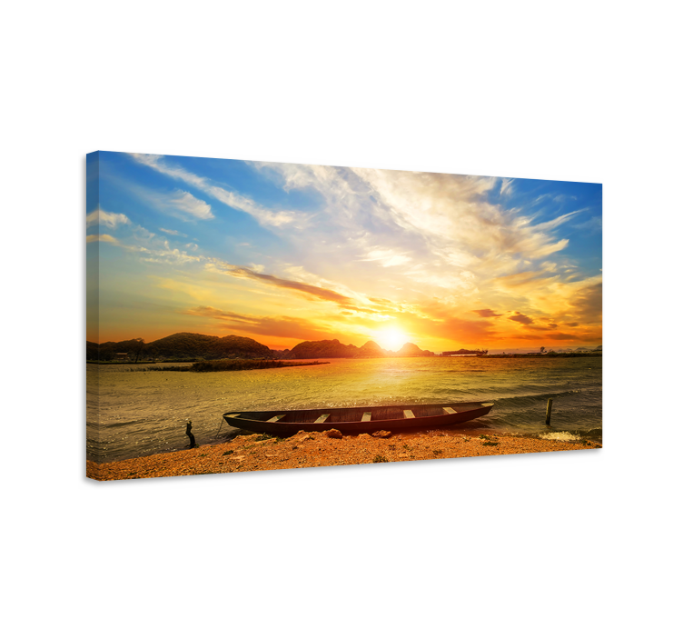 Quadro paesaggio tramonto sull'acqua - TenStickers