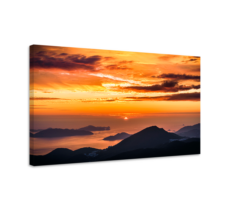 Quadro paesaggio tramonto mozzafiato sulle montagne - TenStickers
