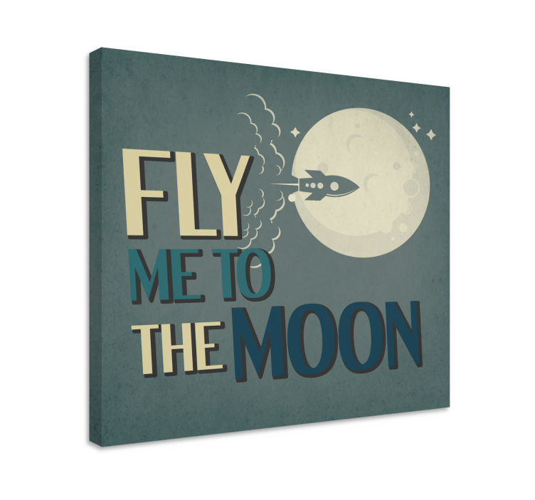 Quadro con frase viaggio del razzo sulla luna - TenStickers