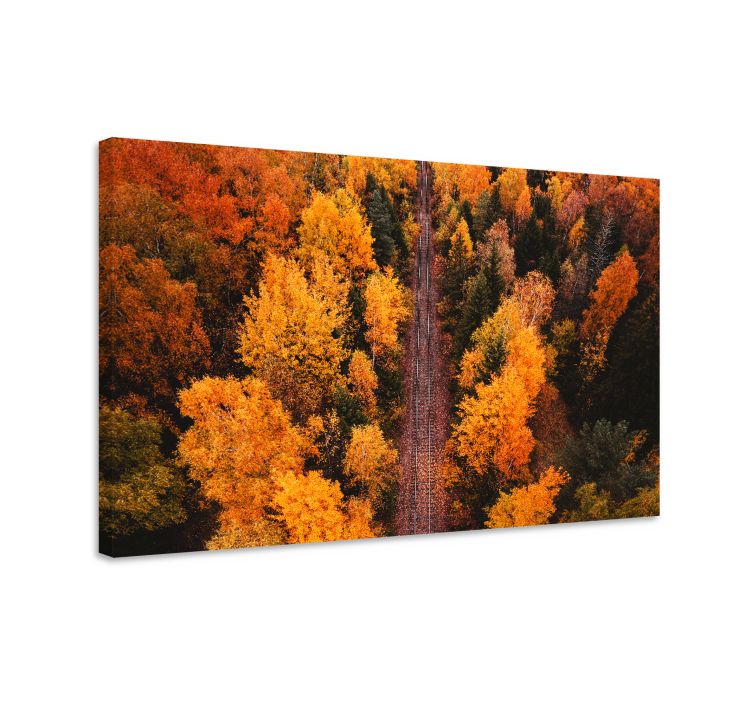 Quadro paesaggio sentiero tra le foglie d'autunno - TenStickers