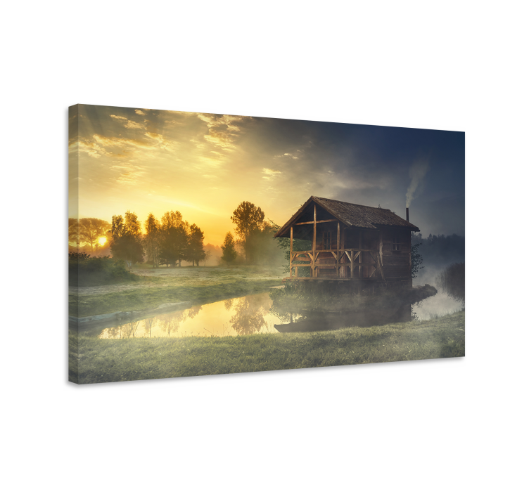 Quadro paesaggio riflesso di un cottage rustico - TenStickers