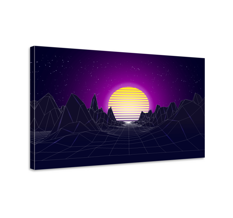 Quadro moderno paesaggio geometrico al tramonto - TenStickers
