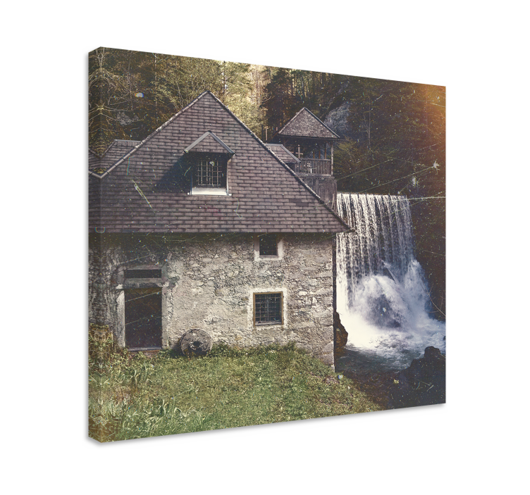 Quadro paesaggio scena di cascata storica - TenStickers