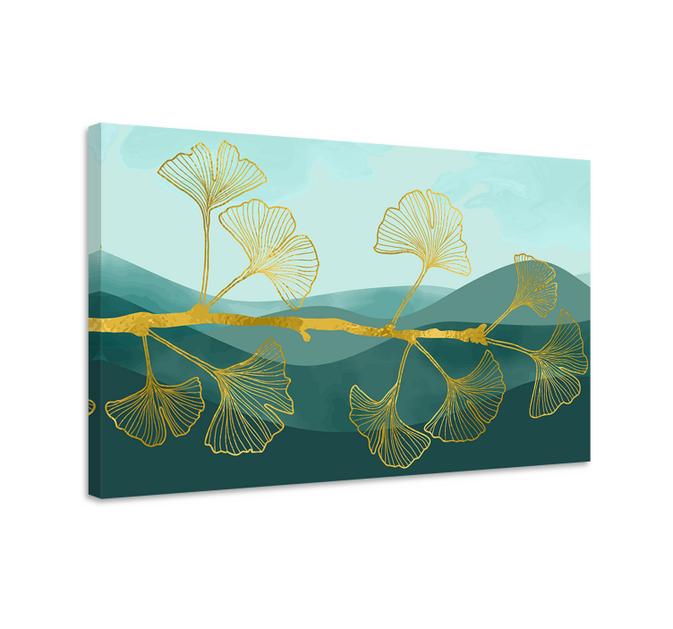 Dipinto fiori e piante riflesso di foglia di ginkgo - TenStickers