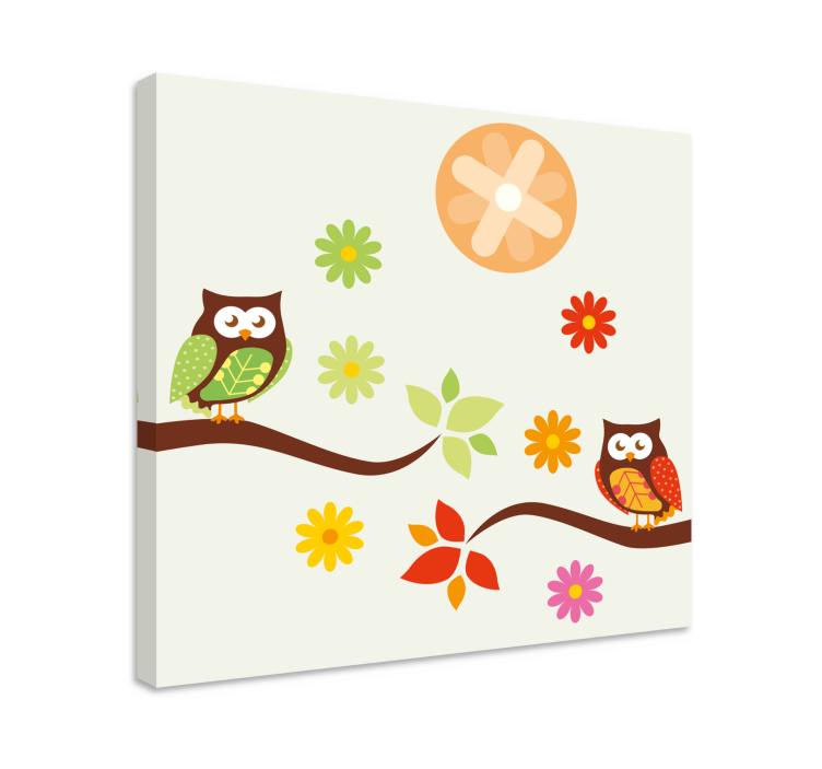Quadro con animali e insetti famiglia di gufi - TenStickers