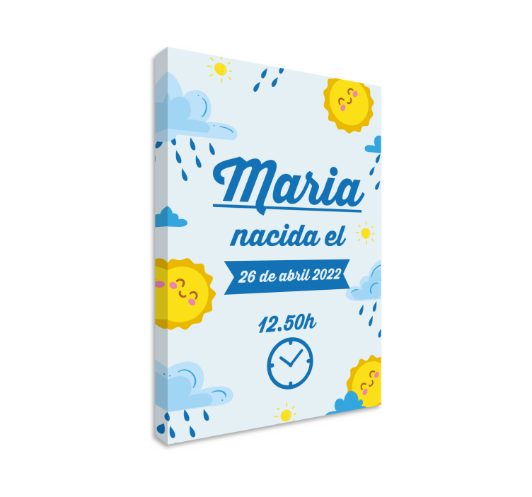 Quadri cameretta neonato annuncio di compleanno soleggiato - TenStickers