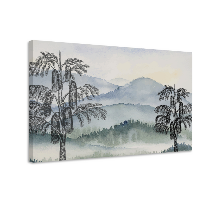 Quadro con alberi paesaggio montano - TenStickers