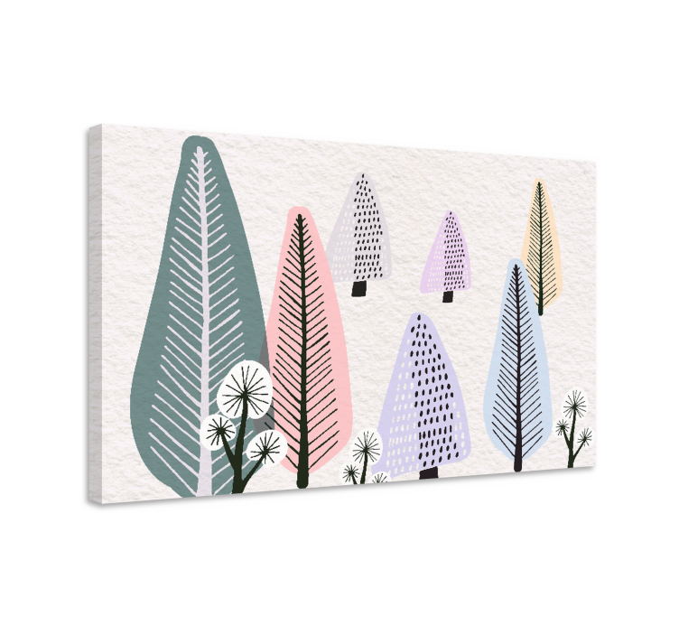 Quadro con alberi foresta colorata scandinava - TenStickers