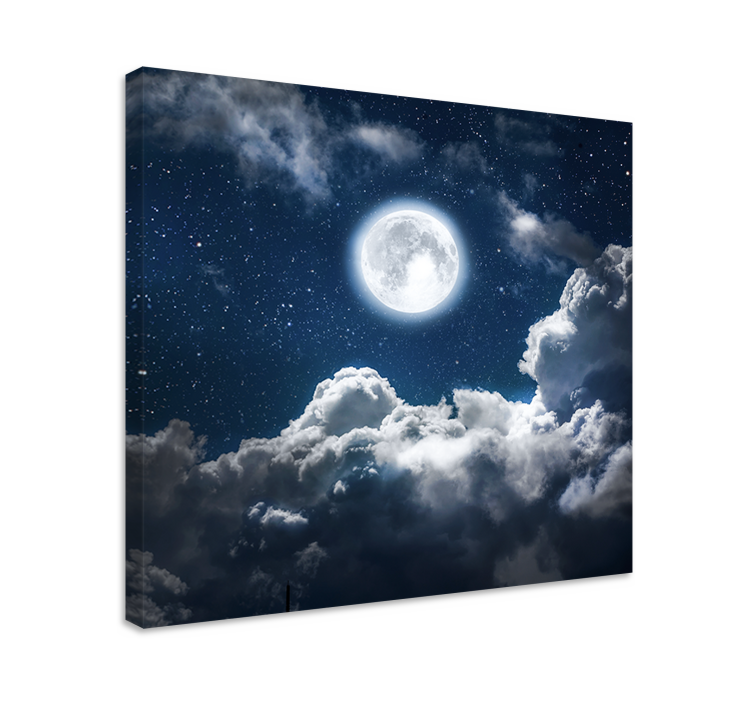 Quadro paesaggio cielo nuvoloso al chiaro di luna - TenStickers
