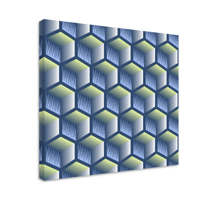 Dipinto geometrico motivo a cubi esagonali - TenStickers