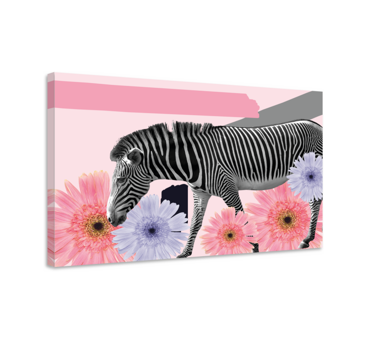 Quadro con animali e insetti zebra tra i fiori - TenStickers