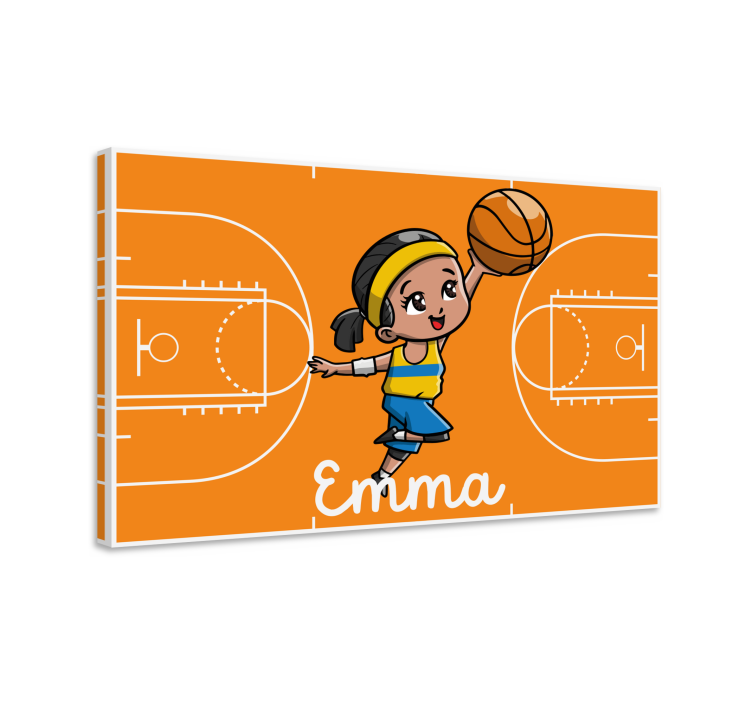 Quadro per bambini ragazza che gioca a basket - TenStickers