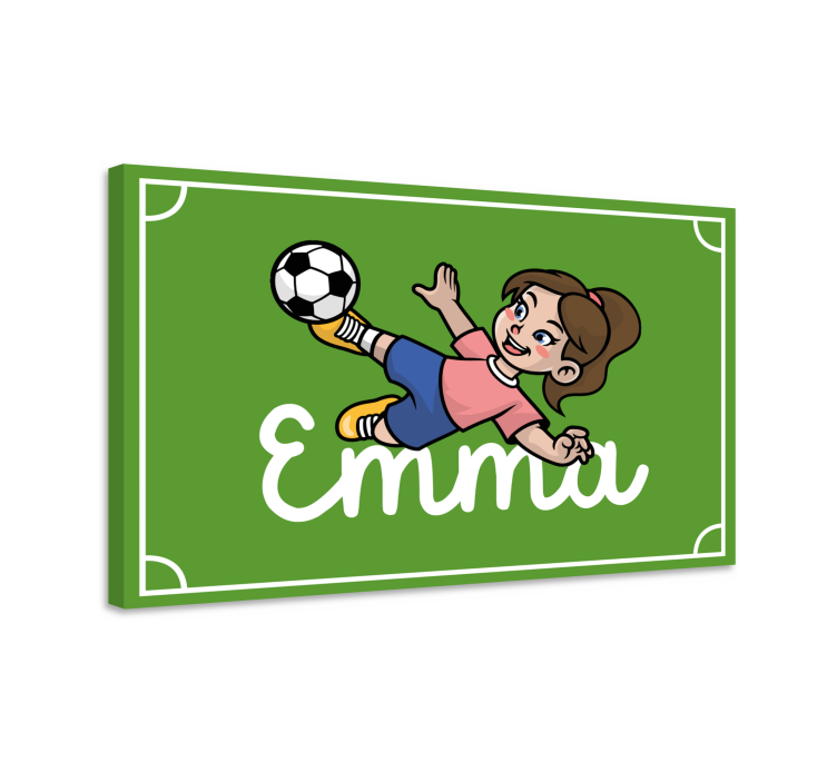 Quadro personalizzabile Ragazza calciatrice con nome - TenStickers