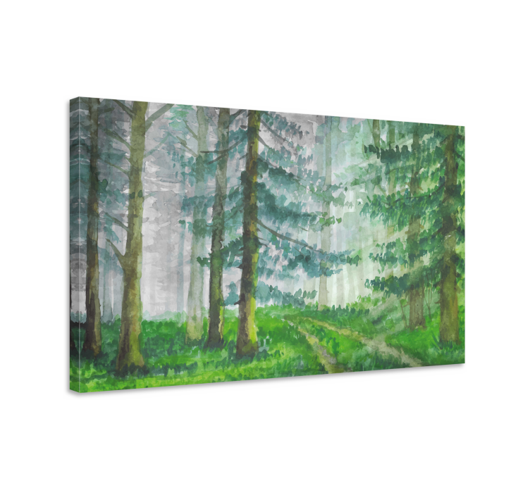 Quadro paesaggio sentiero nel bosco nebbioso - TenStickers