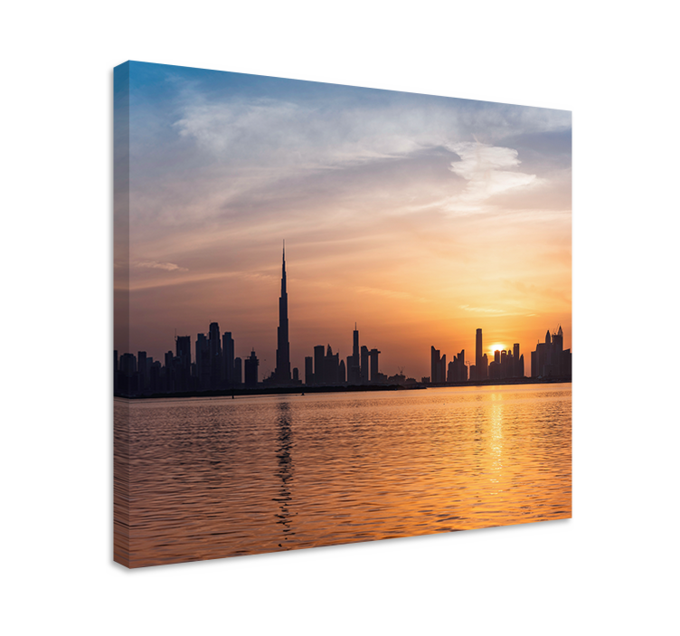 Quadro città e paesi skyline di dubai al tramonto - TenStickers