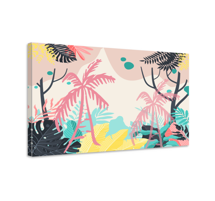 Dipinto fiori e piante scena naturale tropicale - TenStickers