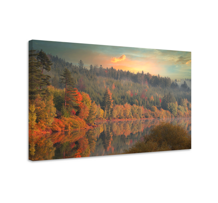 Quadro paesaggio riflessioni d'autunno - TenStickers