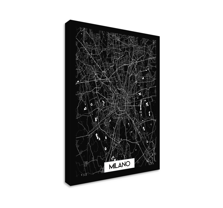 Quadro città e paesi Milano carta topografica - TenStickers