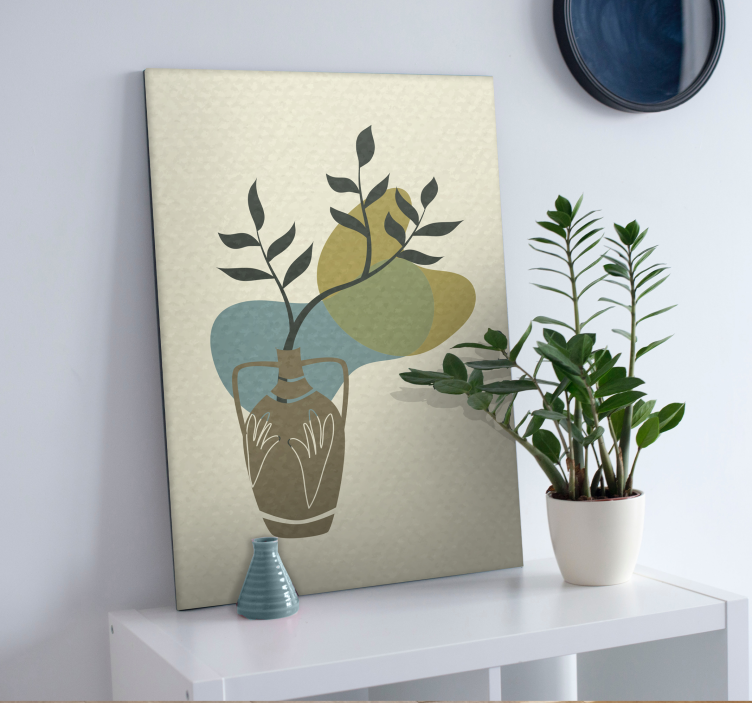 Dipinto fiori e piante vaso con fogliame - TenStickers