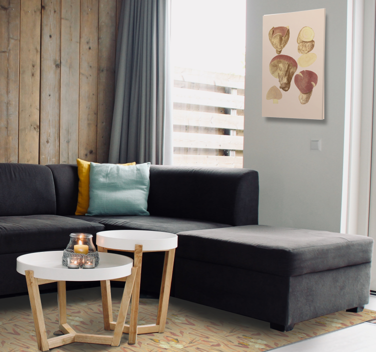 Dipinto fiori e piante raccolta di funghi - TenStickers