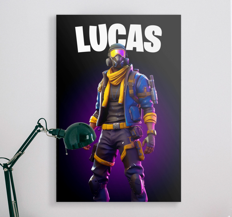 Quadro videogioco guerriero con maschera nome - TenStickers