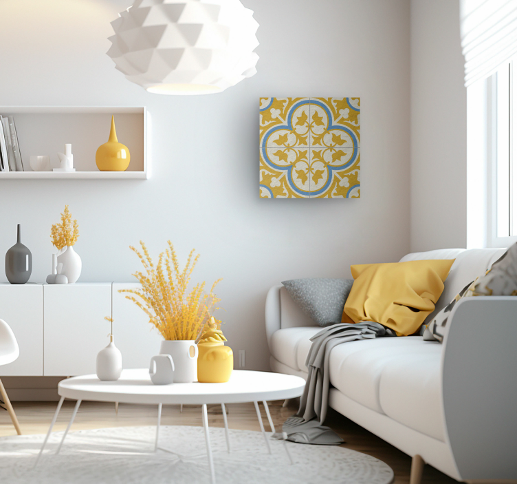 Quadro vintage piastrella idraulica gialla - TenStickers