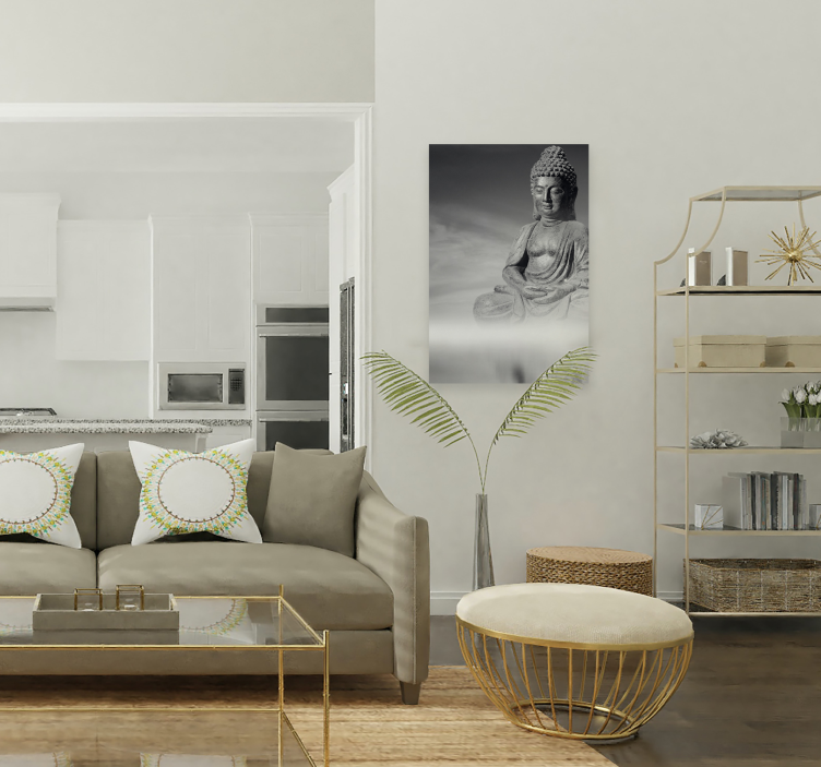 Quadro con Buddha in bianco e nero - TenStickers