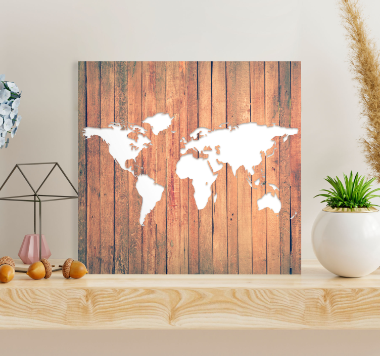 Quadro mappamondo mappa del mondo in legno - TenStickers