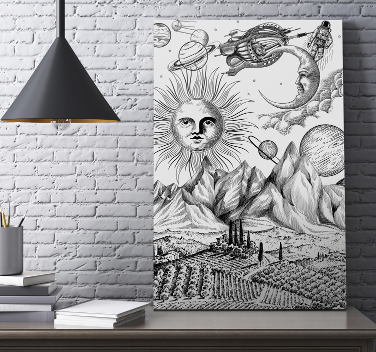 Quadro astratto sole e pianeti - TenStickers