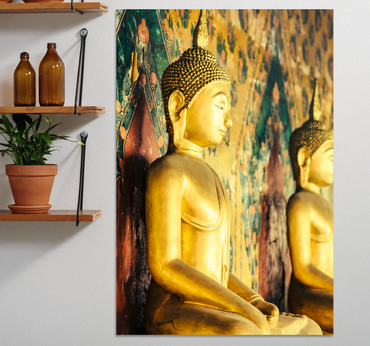 Dipinto buddha figure di buddha dorate - TenStickers