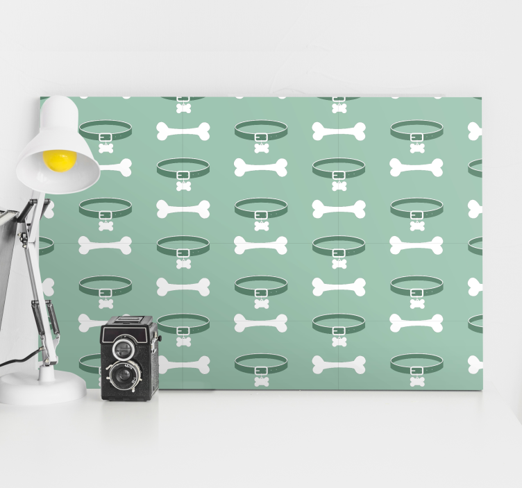 Dipinto cane motivo osso e collare - TenStickers