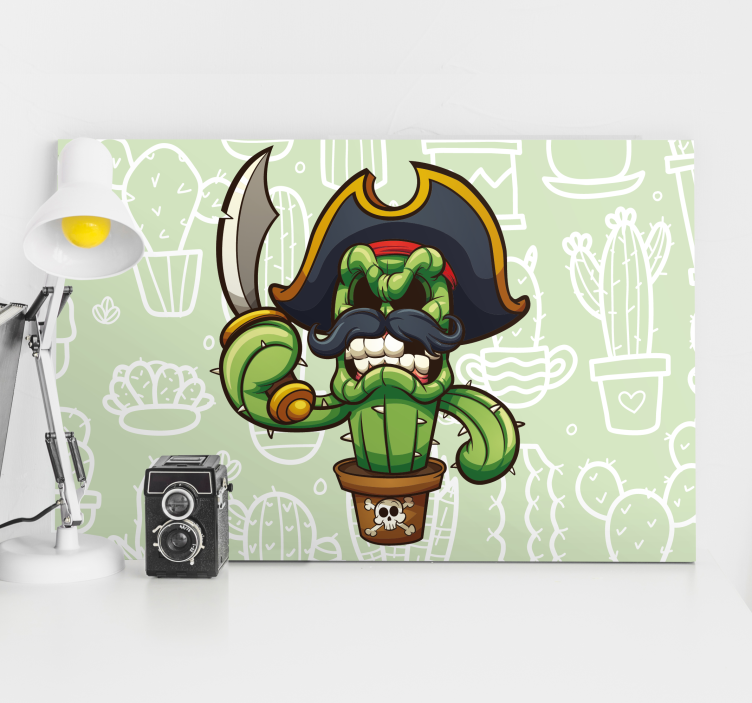 Dipinto cane personaggio pirata cactus - TenStickers