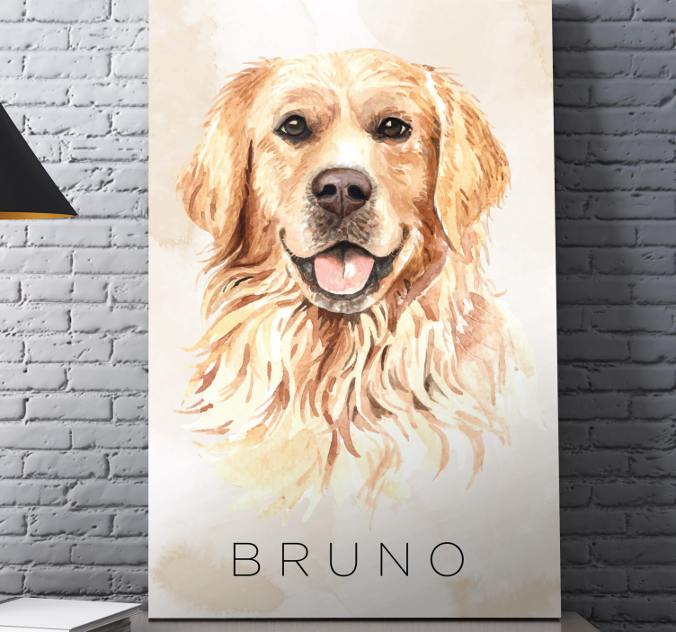 Dipinto cane ritratto di golden retriever - TenStickers