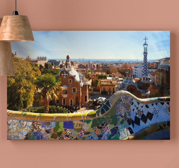 Quadro città e paesi vista mosaico di barcellona - TenStickers